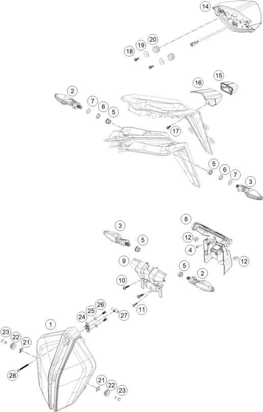 Sprängskiss: Lighting System – KTM 1290 Super Duke R, black 2018