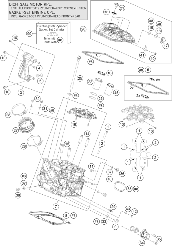 Sprängskiss: Cylinder Head Rear – KTM 1290 Super Duke GT, white 2019