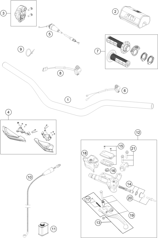 Sprängskiss: Handlebar, Controls – KTM 250 XC 2017