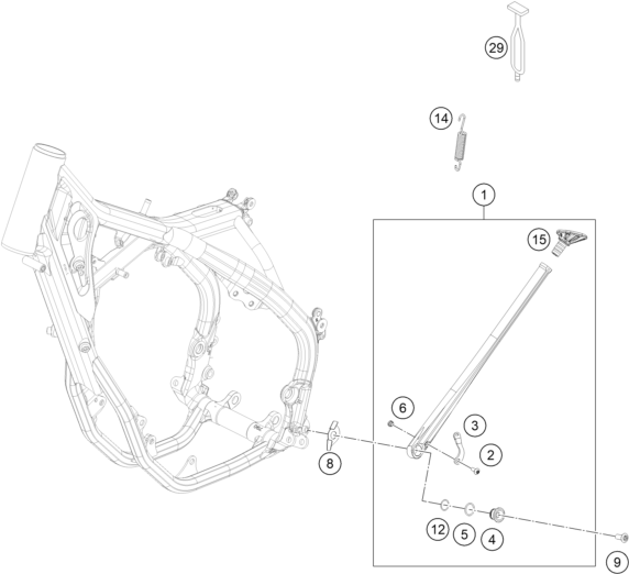 Sprängskiss: Side / Center Stand – KTM 250 XC-F 2018