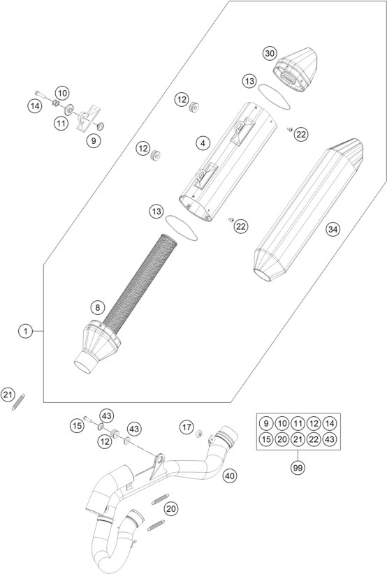 Sprängskiss: Exhaust System – KTM 350 XC-F 2018