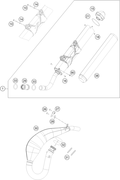 Sprängskiss: Exhaust System – KTM 250 EXC 2017