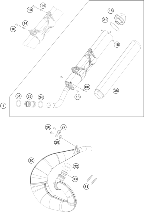 Sprängskiss: Exhaust System – KTM 250 EXC 2018