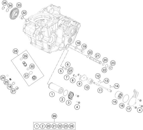 Sprängskiss: Lubricating System – KTM 450 XC-F 2018