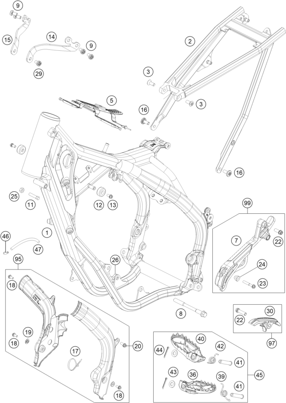 Sprängskiss: Frame – KTM 150 XC-W 2017