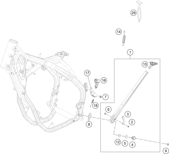 Sprängskiss: Side / Center Stand – KTM 250 EXC-F 2017