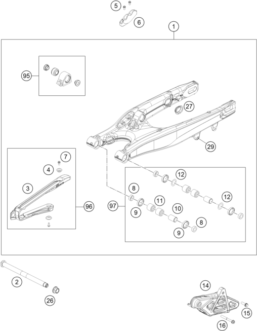Sprängskiss: Swing Arm – KTM 150 XC-W 2017