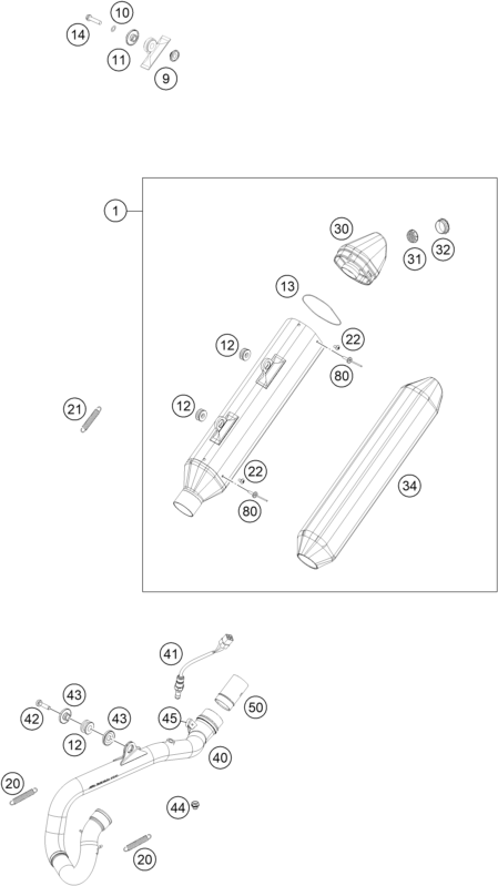 Sprängskiss: Exhaust System – KTM 250 EXC-F 2017