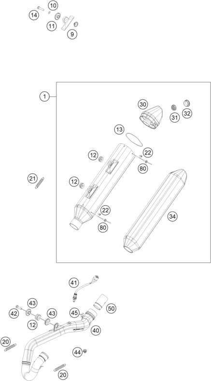 Sprängskiss: Exhaust System – KTM 350 EXC-F 2017