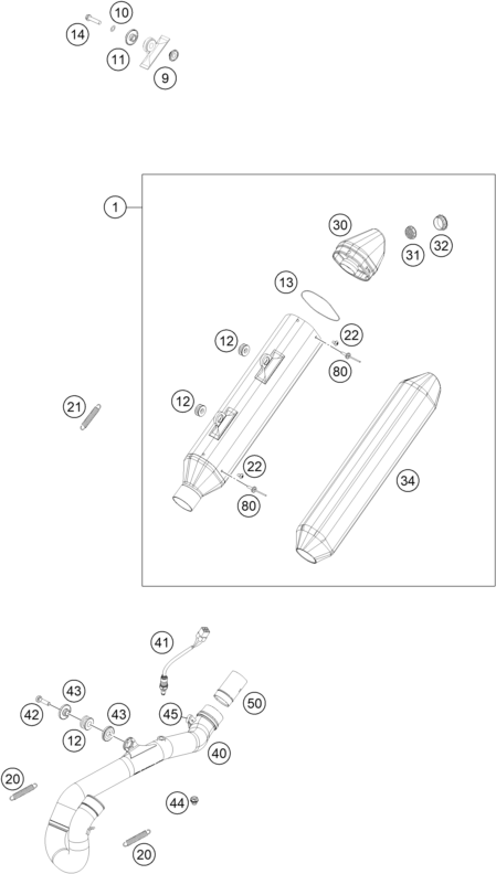 Sprängskiss: Exhaust System – KTM 500 EXC-F 2017