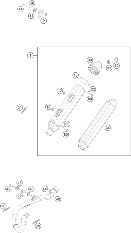 Sprängskiss: Exhaust System – KTM 250 EXC-F 2017