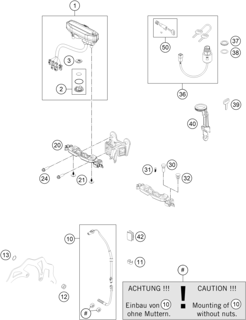 Sprängskiss: Instruments / Lock System – KTM 250 EXC-F 2017