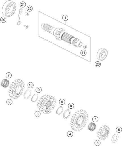 Sprängskiss: Transmission I - Main Shaft – KTM 500 EXC-F 2017