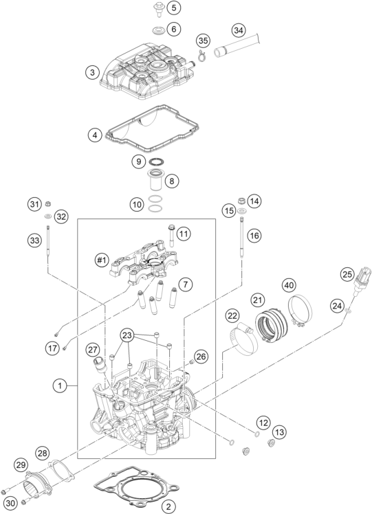 Sprängskiss: Cylinder Head – KTM 250 EXC-F 2017