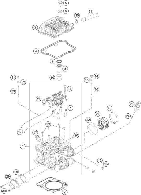 Sprängskiss: Cylinder Head – KTM 350 EXC-F 2017