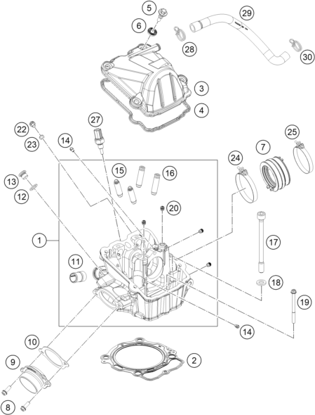 Sprängskiss: Cylinder Head – KTM 450 EXC-F 2017