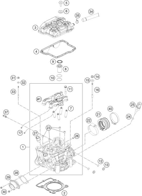 Sprängskiss: Cylinder Head – KTM 250 EXC-F 2017