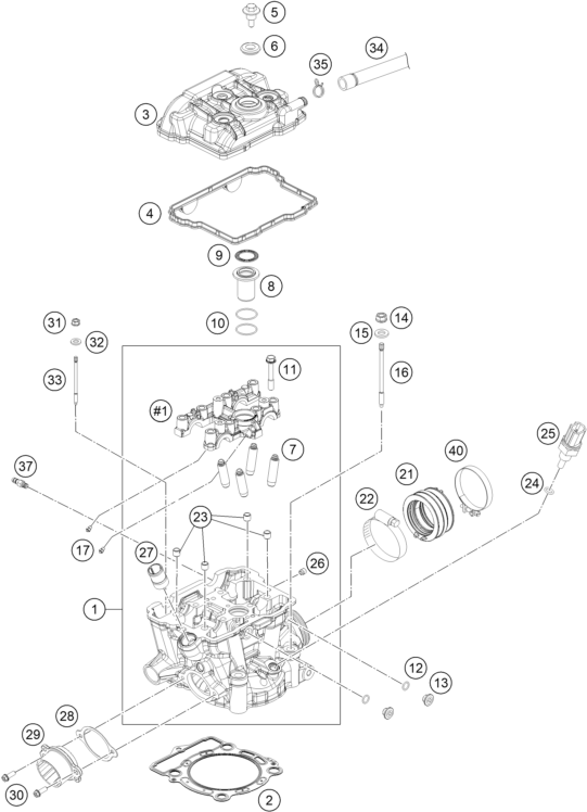 Sprängskiss: Cylinder Head – KTM 350 EXC-F 2017