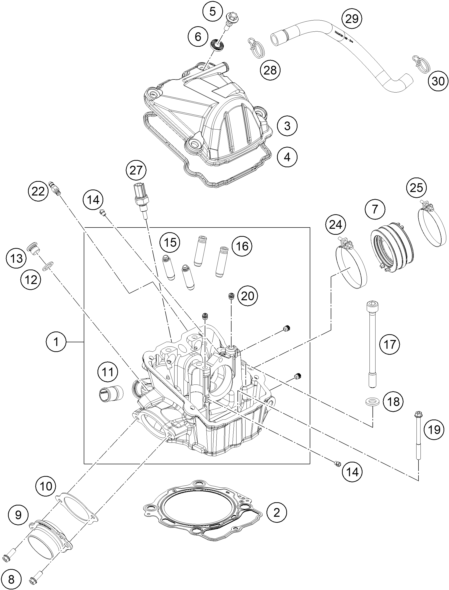 Sprängskiss: Cylinder Head – KTM 500 EXC-F 2017