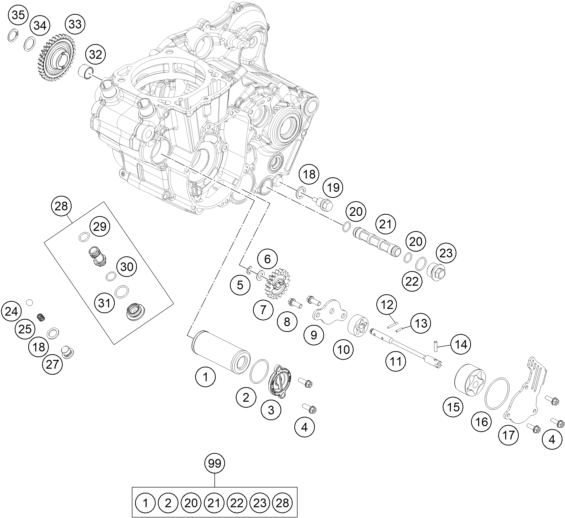 Sprängskiss: Lubricating System – KTM 500 EXC-F 2017