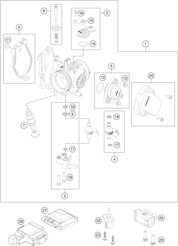 Sprängskiss: Throttle Body – KTM 250 EXC-F 2017