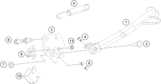 Sprängskiss: Side / Center Stand – KTM 250 Duke, white - B.D. 17