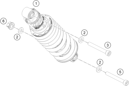 Sprängskiss: Shock Absorber – KTM 125 Duke, orange - B.D. 2018