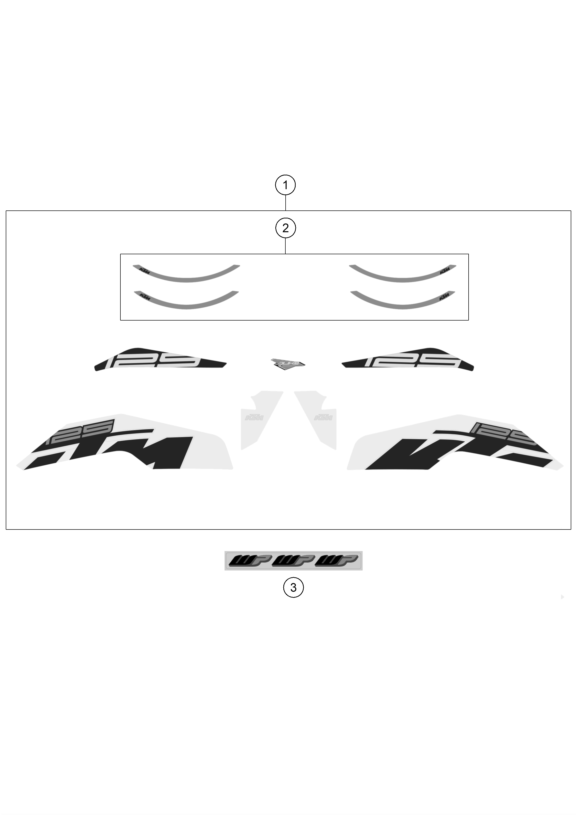 Sprängskiss: Decal – KTM 125 Duke, white 2020