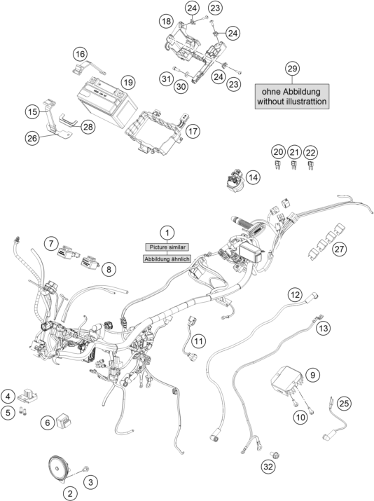 Sprängskiss: Wiring Harness – KTM 250 Duke, white - B.D. 17