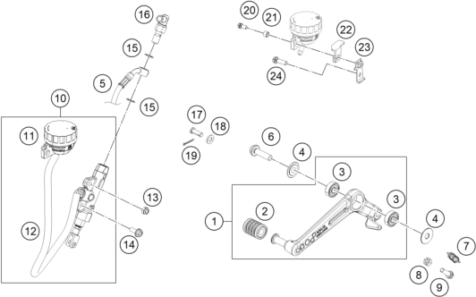 Sprängskiss: Rear Brake Control – KTM 250 Duke, white 2019