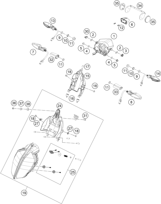 Sprängskiss: Lighting System – KTM 390 Duke, orange - B.D. 2018