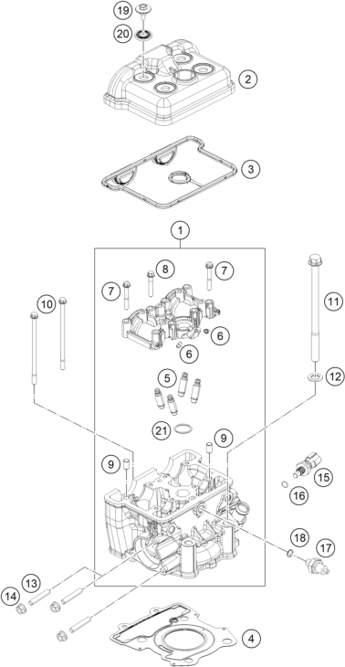 Sprängskiss: Cylinder Head – KTM 125 Duke, orange - B.D. 2018