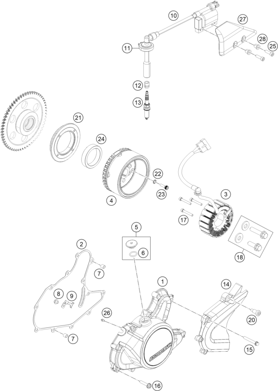 Sprängskiss: Ignition System – KTM 125 DUKE WHITE B.D. 17