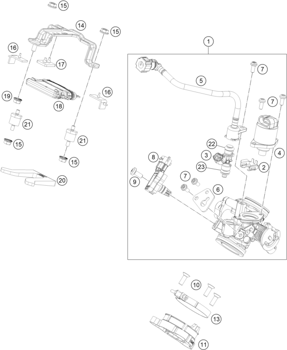 Sprängskiss: Throttle Body – KTM 125 DUKE WHITE B.D. 17