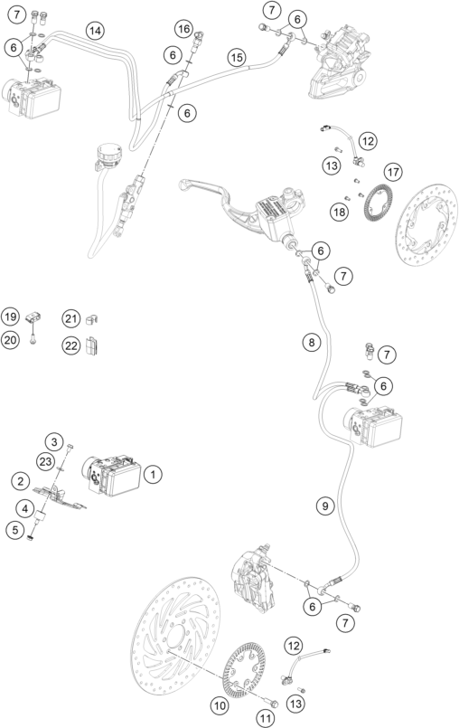 Sprängskiss: Abs – KTM 250 Duke, white 2019