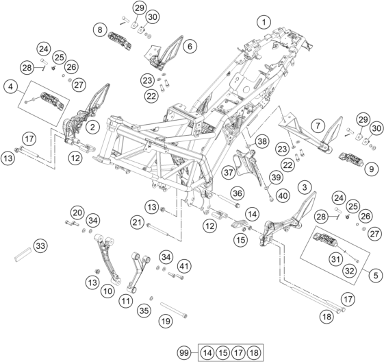 Sprängskiss: Frame – KTM 200 Duke, orange-CKD 2019