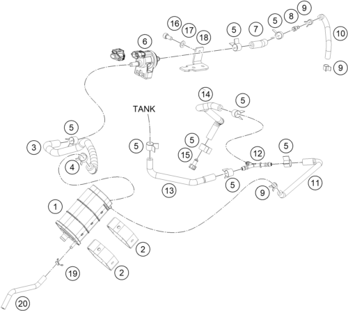 Sprängskiss: Evaporative Canister – KTM 250 Duke, white 2019