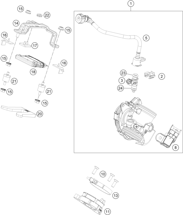 Sprängskiss: Throttle Body – KTM 390 DUKE WHITE B.D. 17