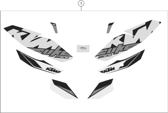 Sprängskiss: Decal – KTM 200 Duke, white-CKD 2019