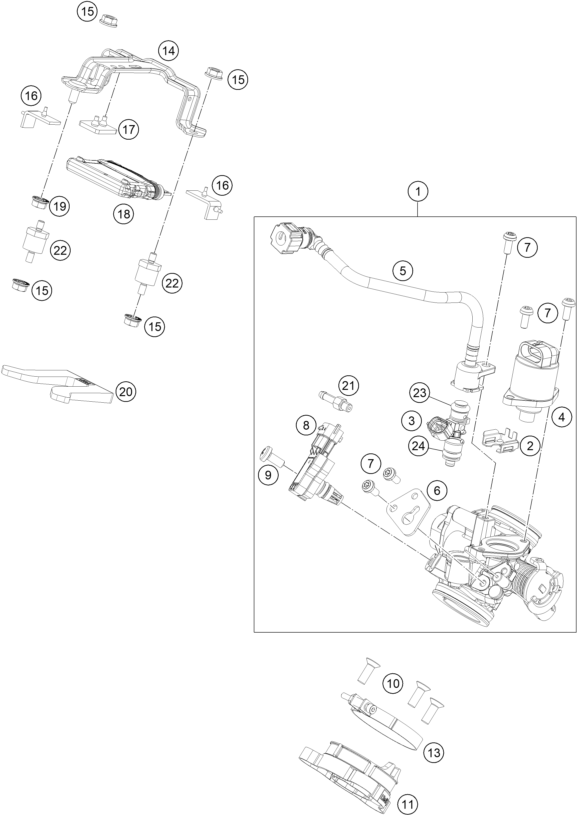 Sprängskiss: Throttle Body – KTM 250 Duke, white 2019