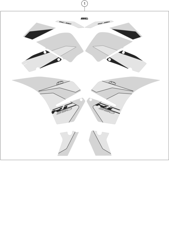Sprängskiss: Decal – KTM RC 390, black 2018
