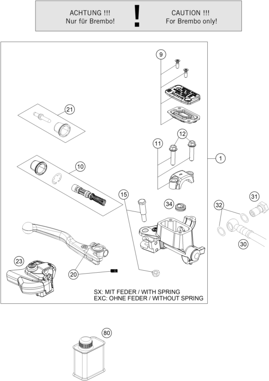 Sprängskiss: Front Brake Control – KTM 350 EXC-F 6DAYS CKD 2026