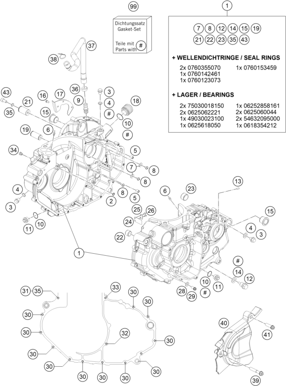 Sprängskiss: Engine Case – KTM 690 Enduro R 2019