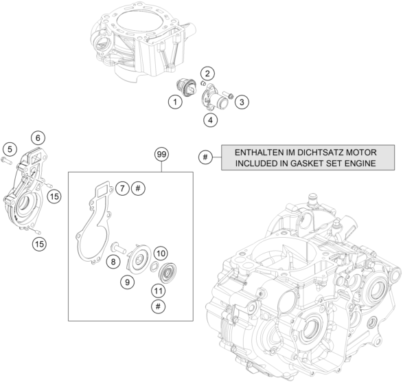 Sprängskiss: Water Pump – KTM 690 Enduro R 2020