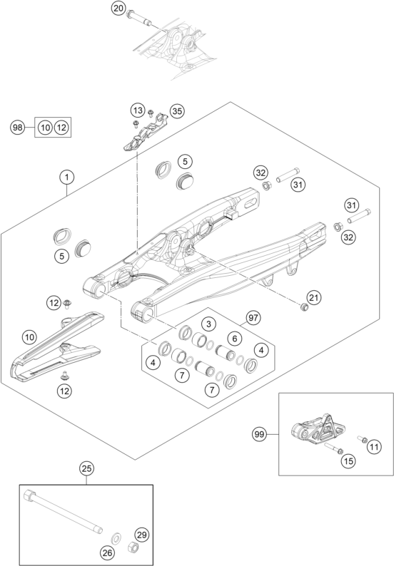 Sprängskiss: Swing Arm – KTM 65 SX 2022