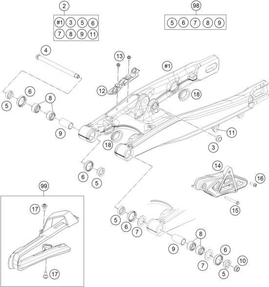 Sprängskiss: Swing Arm – KTM 85 SX 17/14 2022