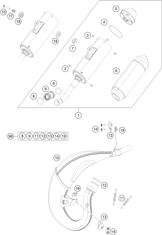 Sprängskiss: Exhaust System – KTM 85 SX 17/14 2022