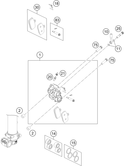 Sprängskiss: Front Brake Caliper – KTM 85 SX 19/16 2020