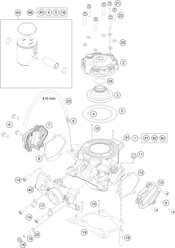 Sprängskiss: Cylinder – KTM 85 SX 17/14 2022
