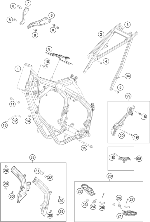 Sprängskiss: Frame – KTM 150 SX 2018